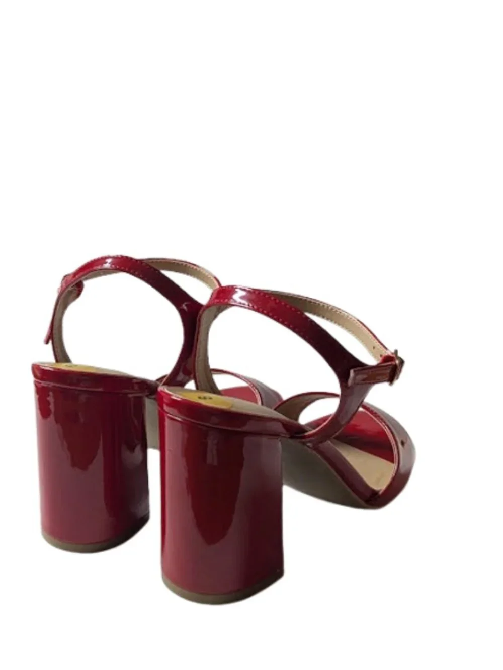 Madden Girl Red Glossy Ankle Strap Block Heel Open Toe Sandals Size 8 NWOB